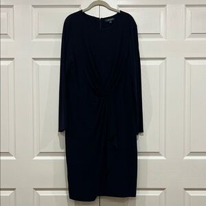 LAUREN RALPH LAUREN Wrap Dress 3/4 Length Long Sleeve Navy Blue Womens Size 18